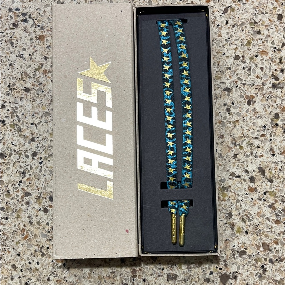 Golden Goose Blue and Gold Star Laces